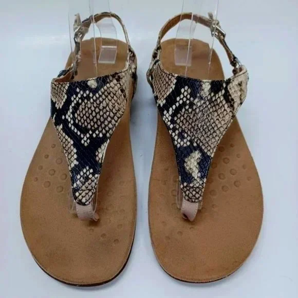 Vionic Kirra Sandals Animal Print T Strap Comfort Shoes Women's Size 6 - Picture 2 of 3